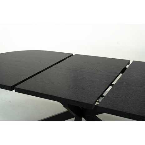 Lizzely Garden & Living Uitschuifbare eettafel ovaal 160-220cm Liam zwart MDF eetkamer tafel
