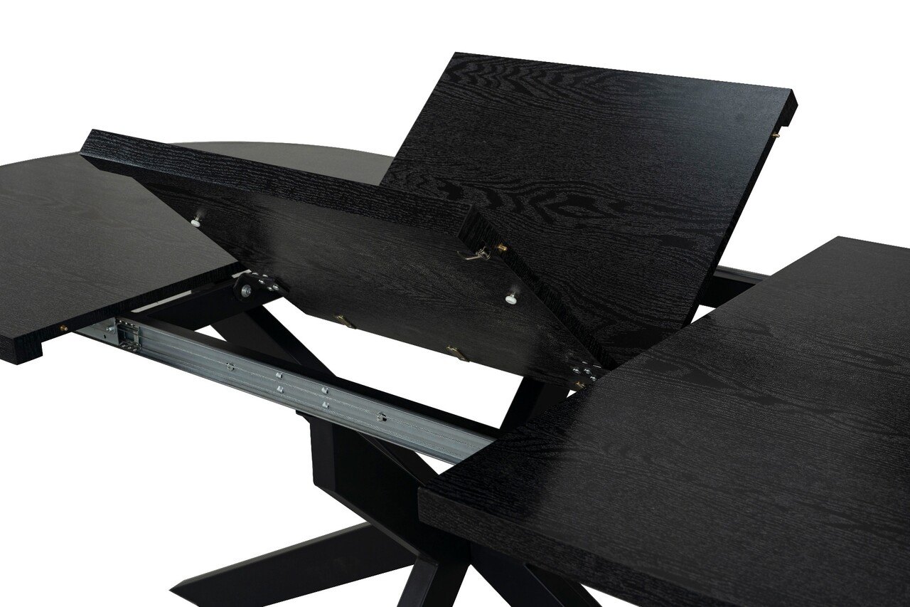 Uitschuifbare eettafel ovaal 160-220cm Liam zwart MDF eetkamer tafel