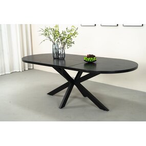 Lizzely Garden & Living Uitschuifbare eettafel ovaal 160-220cm Liam zwart MDF Lizzely Garden & Living Uitschuifbare eettafel ovaal 160-220cm Liam zwart MDF