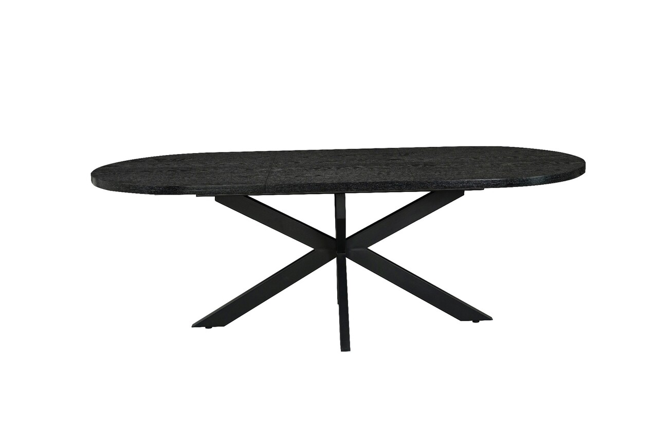 Uitschuifbare eettafel ovaal 160-220cm Liam zwart MDF eetkamer tafel