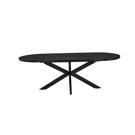 Lizzely Garden & Living Uitschuifbare eettafel ovaal 160-220cm Liam zwart MDF eetkamer tafel