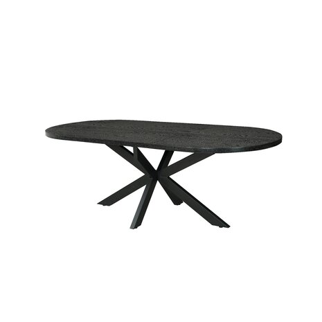 Lizzely Garden & Living Uitschuifbare eettafel ovaal 160-220cm Liam zwart MDF eetkamer tafel