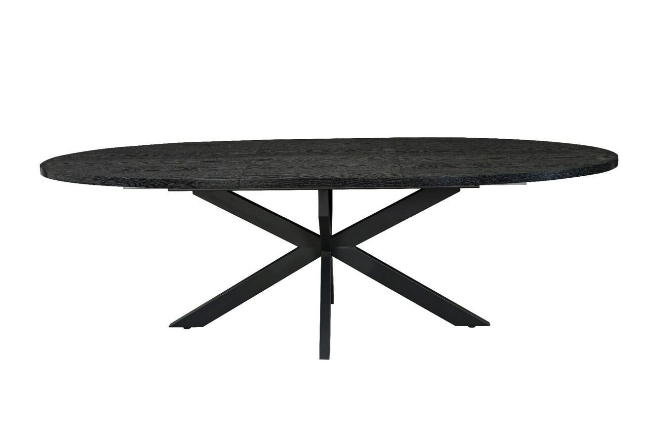 Uitschuifbare eettafel ovaal 180-240cm Liam zwart MDF eetkamer tafel
