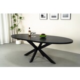 Lizzely Garden & Living Uitschuifbare eettafel ovaal 180-240cm Liam zwart MDF Lizzely Garden & Living Uitschuifbare eettafel ovaal 180-240cm Liam zwart MDF