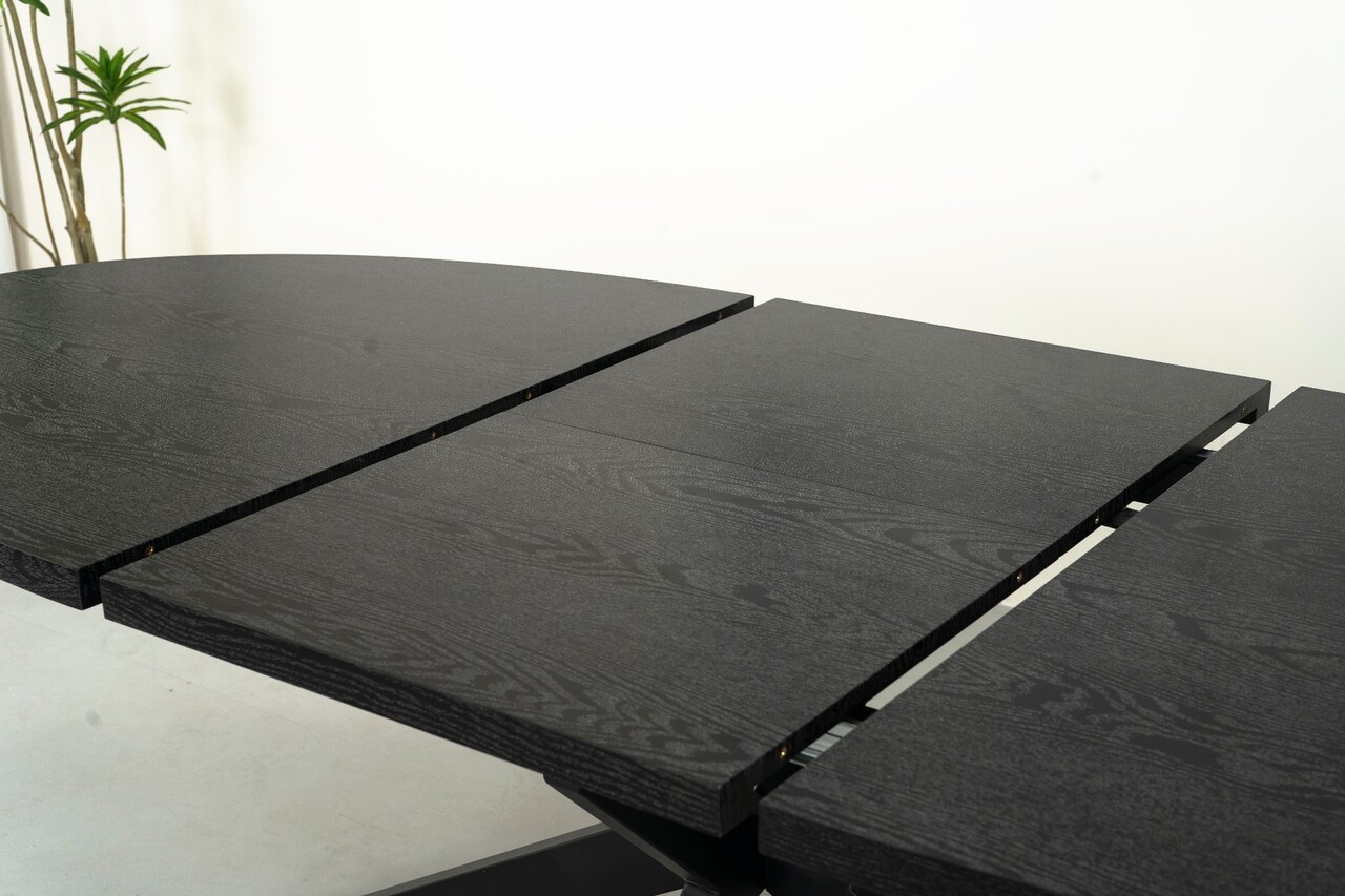 Uitschuifbare eettafel ovaal 180-240cm Liam zwart MDF eetkamer tafel