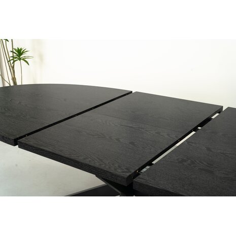 Lizzely Garden & Living Uitschuifbare eettafel ovaal 180-240cm Liam zwart MDF eetkamer tafel