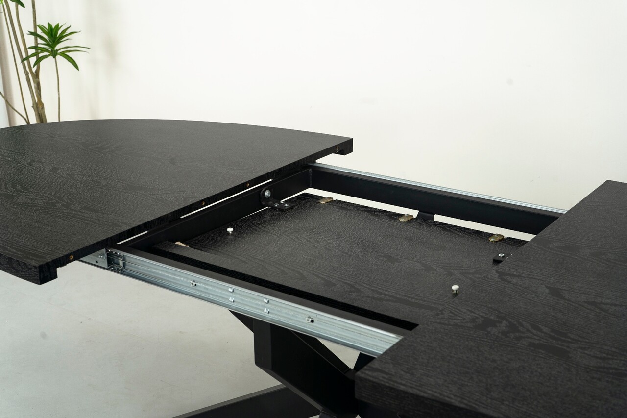 Uitschuifbare eettafel ovaal 180-240cm Liam zwart MDF eetkamer tafel