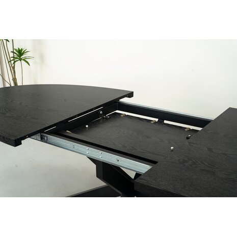 Lizzely Garden & Living Uitschuifbare eettafel ovaal 180-240cm Liam zwart MDF eetkamer tafel