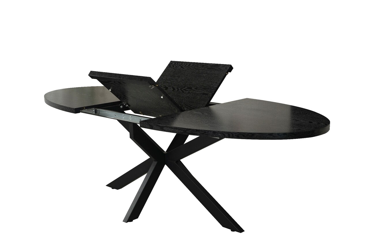 Uitschuifbare eettafel ovaal 180-240cm Liam zwart MDF eetkamer tafel