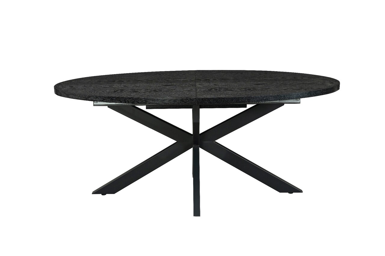 Uitschuifbare eettafel ovaal 180-240cm Liam zwart MDF eetkamer tafel