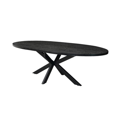 Lizzely Garden & Living Uitschuifbare eettafel ovaal 180-240cm Liam zwart MDF eetkamer tafel