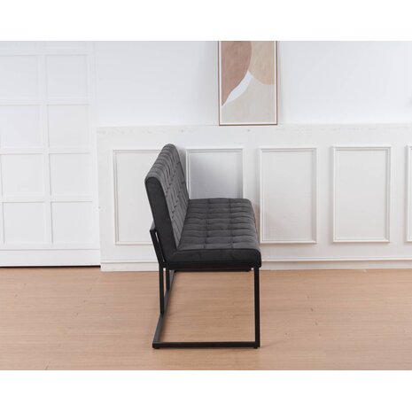 Lizzely Garden & Living Eetkamerbank Vito 200cm zwart microvezel eetbank