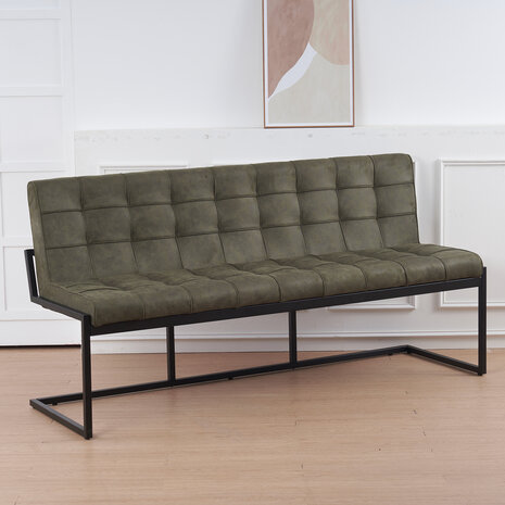 Lizzely Garden & Living Eetkamerbank 180cm Vito donkergroen microvezel eetbank Lizzely Garden & Living Eetkamerbank 180cm Vito donkergroen microvezel eetbank