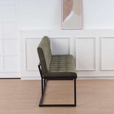 Lizzely Garden & Living Eetkamerbank 180cm Vito donkergroen microvezel eetbank Lizzely Garden & Living Eetkamerbank 180cm Vito donkergroen microvezel eetbank