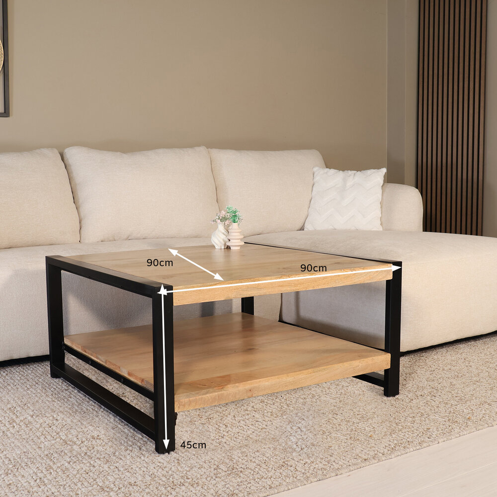 Salontafel 90cm Violet mangohout lichtbruin Salontafel 90cm Violet mangohout lichtbruin