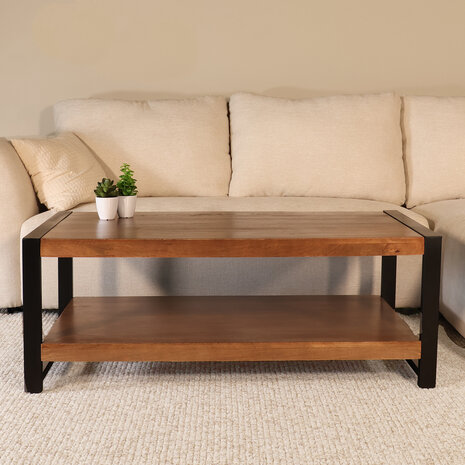 Lizzely Garden & Living Salontafel 120cm Lotus mangohout walnoot Lizzely Garden & Living Salontafel 120cm Lotus mangohout walnoot