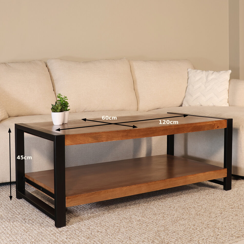 Salontafel 120cm Lotus mangohout walnoot Salontafel 120cm Lotus mangohout walnoot