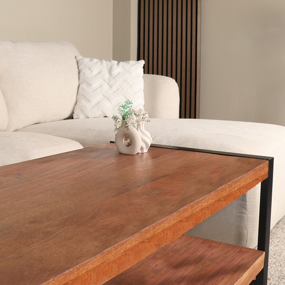 Salontafel 120cm Lotus mangohout bruin Salontafel 120cm Lotus mangohout bruin