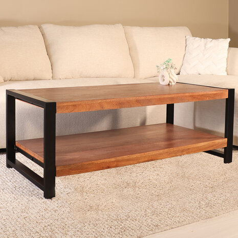 Lizzely Garden & Living Salontafel 120cm Lotus mangohout bruin Lizzely Garden & Living Salontafel 120cm Lotus mangohout bruin