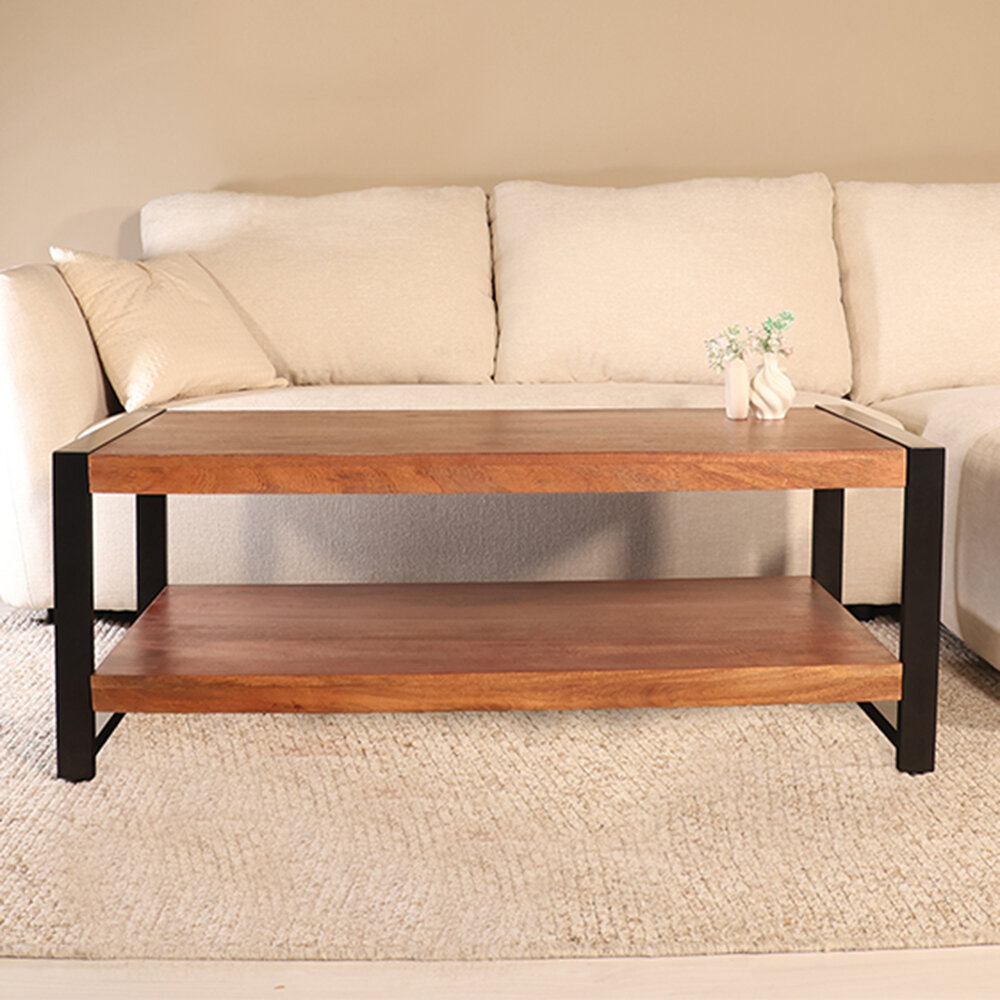 Salontafel 120cm Lotus mangohout bruin Salontafel 120cm Lotus mangohout bruin