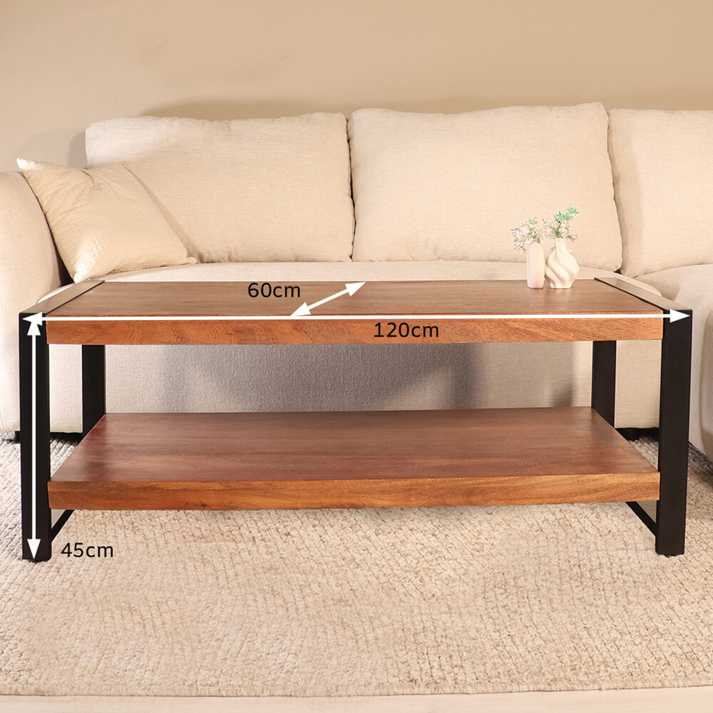Salontafel 120cm Lotus mangohout bruin Salontafel 120cm Lotus mangohout bruin