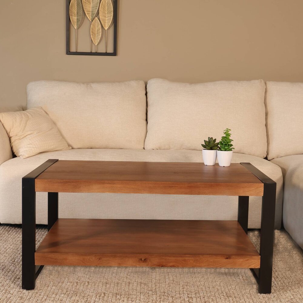 Salontafel 100cm Lotus mangohout walnoot Salontafel 100cm Lotus mangohout walnoot