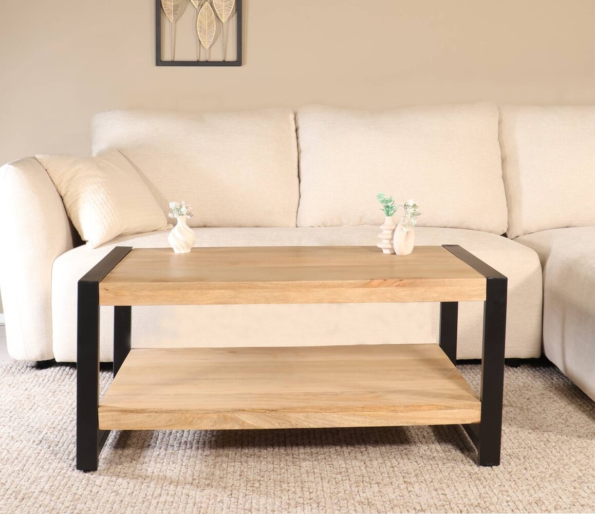 Salontafel 100cm Lotus mangohout lichtbruin Salontafel 100cm Lotus mangohout lichtbruin