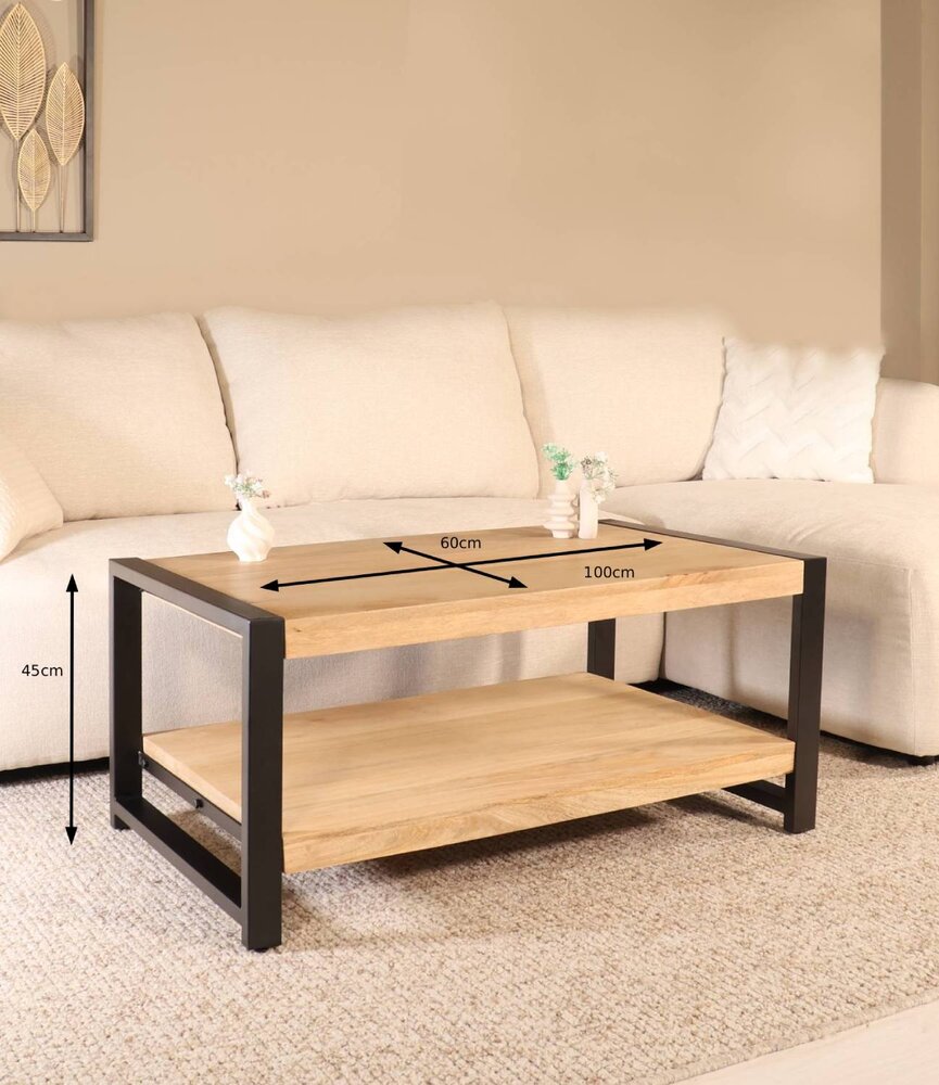 Salontafel 100cm Lotus mangohout lichtbruin Salontafel 100cm Lotus mangohout lichtbruin