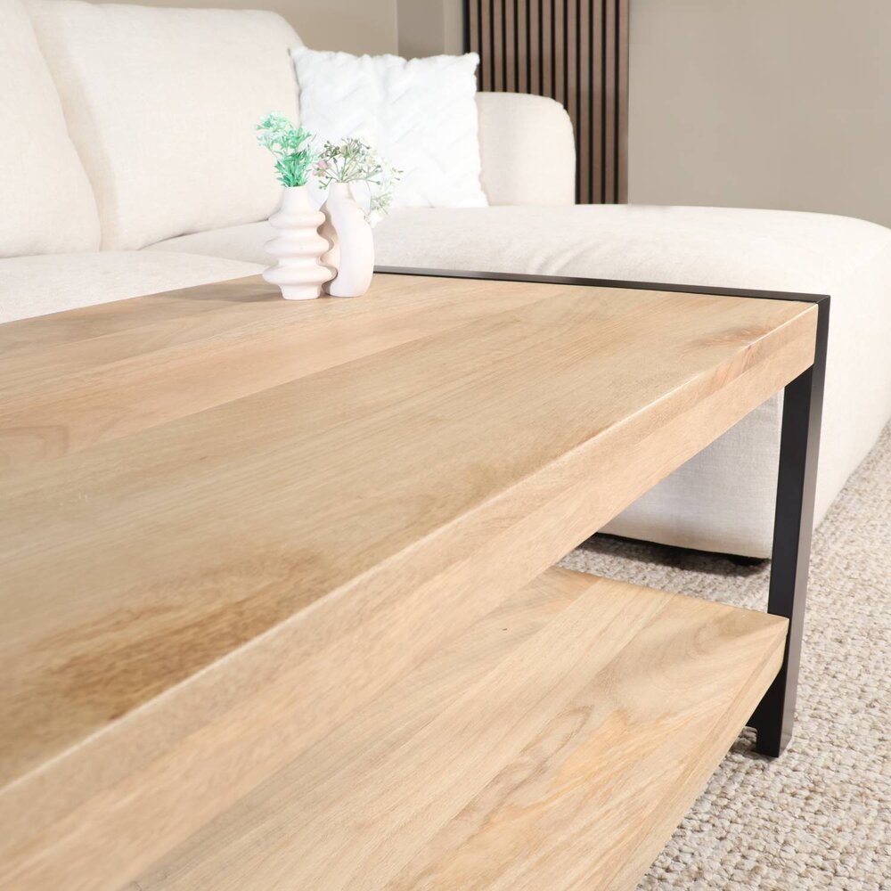 Salontafel 100cm Lotus mangohout lichtbruin Salontafel 100cm Lotus mangohout lichtbruin