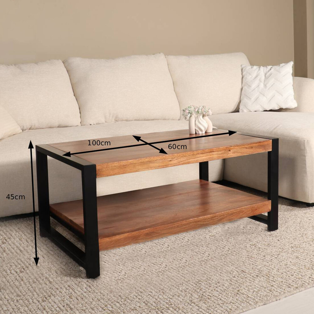 Salontafel 100cm Lotus mangohout bruin Salontafel 100cm Lotus mangohout bruin