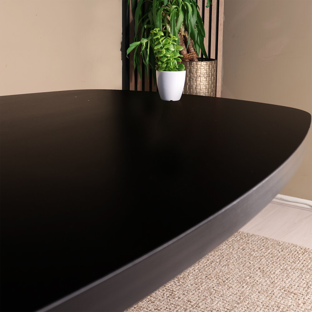 Eettafel Leco deens ovaal 160cm zwart melamine Eettafel Leco deens ovaal 160cm zwart melamine