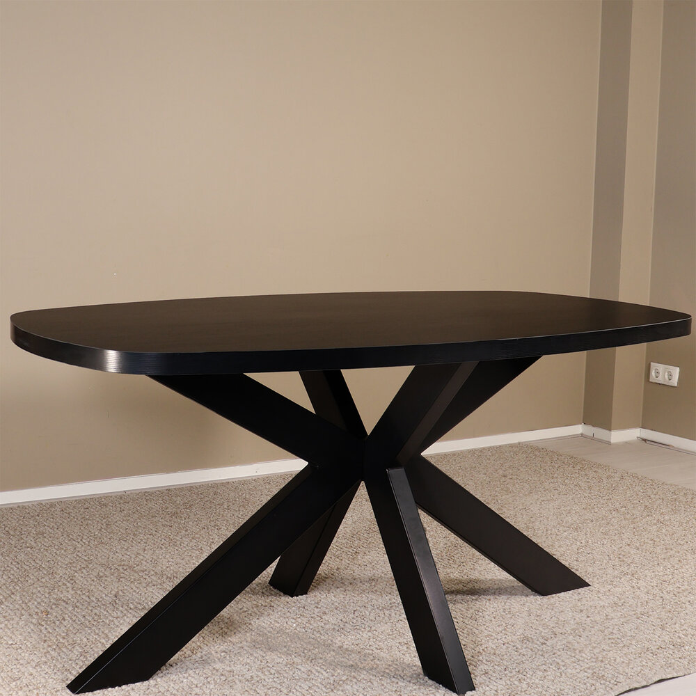 Eettafel Leco deens ovaal 160cm zwart melamine Eettafel Leco deens ovaal 160cm zwart melamine