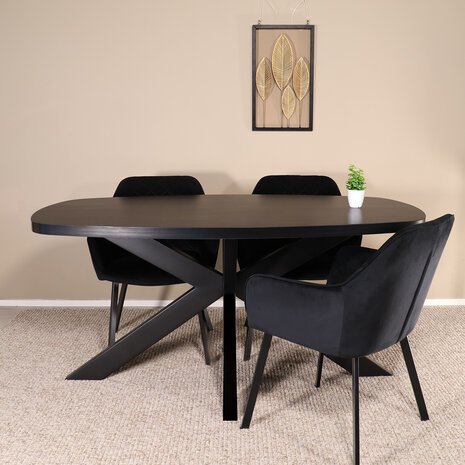 Lizzely Garden & Living Eettafel Leco deens ovaal 160cm zwart melamine Lizzely Garden & Living Eettafel Leco deens ovaal 160cm zwart melamine