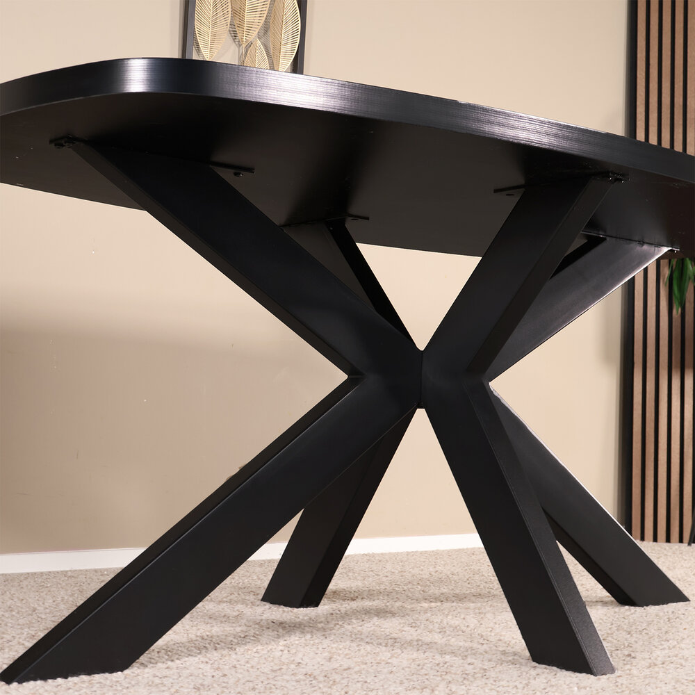 Eettafel Leco deens ovaal 160cm zwart melamine Eettafel Leco deens ovaal 160cm zwart melamine