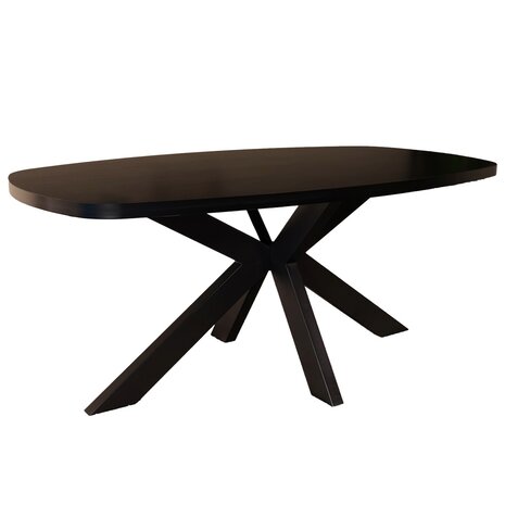 Lizzely Garden & Living Eettafel Leco deens ovaal 180cm zwart melamine