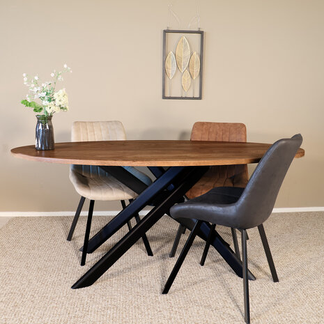 Lizzely Garden & Living Eettafel ovaal 180cm Twist bruin ovale eettafel Lizzely Garden & Living Eettafel ovaal 180cm Twist bruin ovale eettafel