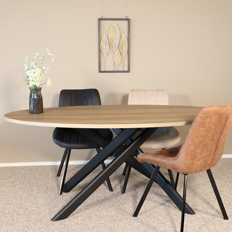 Lizzely Garden & Living Eettafel ovaal 180cm Twist lichtbruin ovale eettafel Lizzely Garden & Living Eettafel ovaal 180cm Twist lichtbruin ovale eettafel