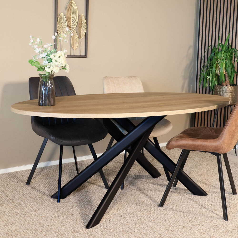 Eettafel ovaal 180cm Twist lichtbruin ovale eettafel Eettafel ovaal 180cm Twist lichtbruin ovale eettafel