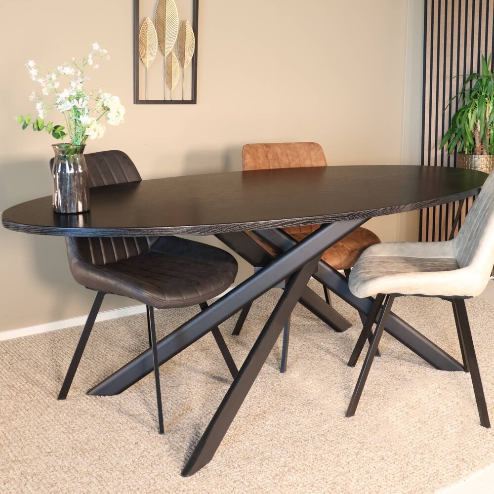Eettafel ovaal 210cm Twist zwart ovale eettafel Eettafel ovaal 210cm Twist zwart ovale eettafel