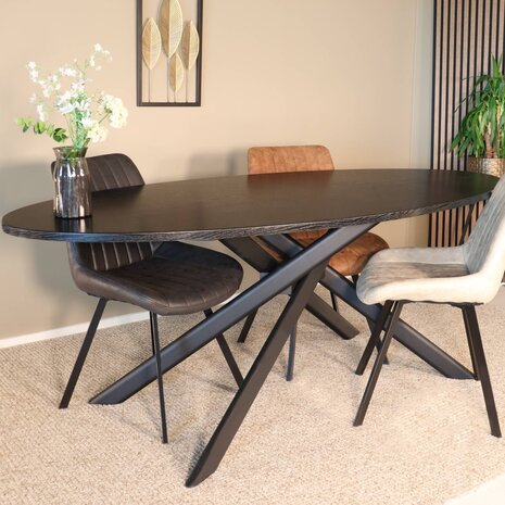 Lizzely Garden & Living Eettafel ovaal 210cm Twist zwart ovale eettafel Lizzely Garden & Living Eettafel ovaal 210cm Twist zwart ovale eettafel