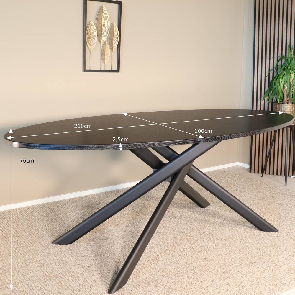 Eettafel ovaal 210cm Twist zwart ovale eettafel Eettafel ovaal 210cm Twist zwart ovale eettafel