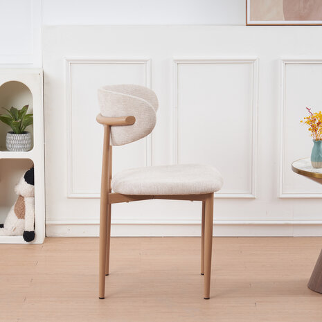 Lizzely Garden & Living Eetkamerstoel Reika lichtbruin Japandi beige eetstoel