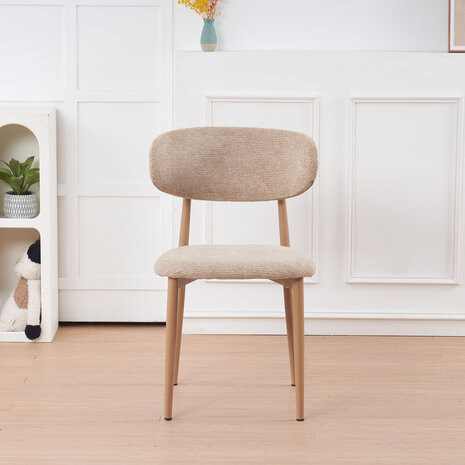 Lizzely Garden & Living Eetkamerstoel Reika lichtbruin Japandi bruin eetstoel