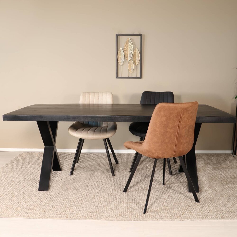 Eettafel  Xavier 200x100cm X-poot zwart Eettafel  Xavier 200x100cm X-poot zwart