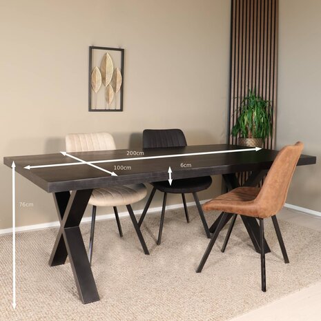 Lizzely Garden & Living Eettafel  Xavier 200x100cm X-poot zwart Lizzely Garden & Living Eettafel  Xavier 200x100cm X-poot zwart