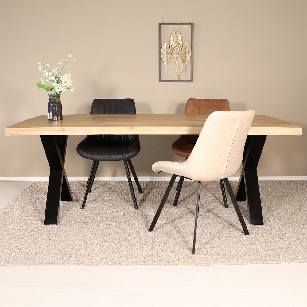 Eettafel Xavier 200x100cm X-poot lichtbruin Eettafel Xavier 200x100cm X-poot lichtbruin