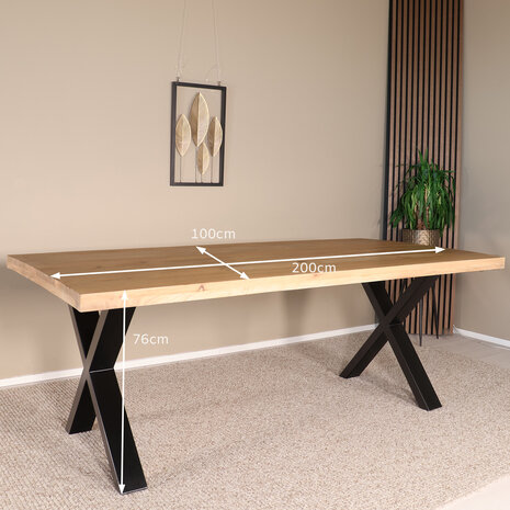 Lizzely Garden & Living Eettafel Xavier 200x100cm X-poot lichtbruin Lizzely Garden & Living Eettafel Xavier 200x100cm X-poot lichtbruin