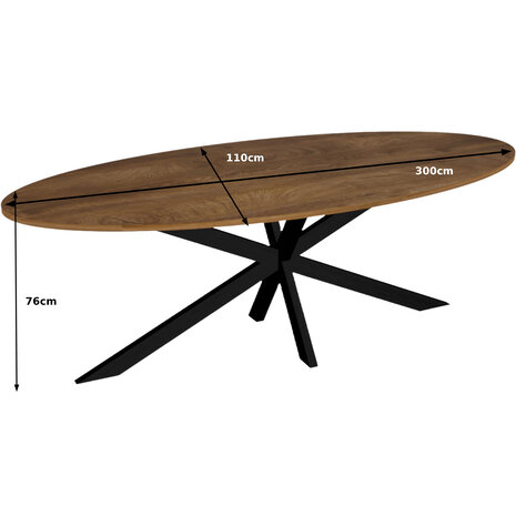 Lizzely Garden & Living Eettafel ovaal 300cm Rato bruin ovale tafel