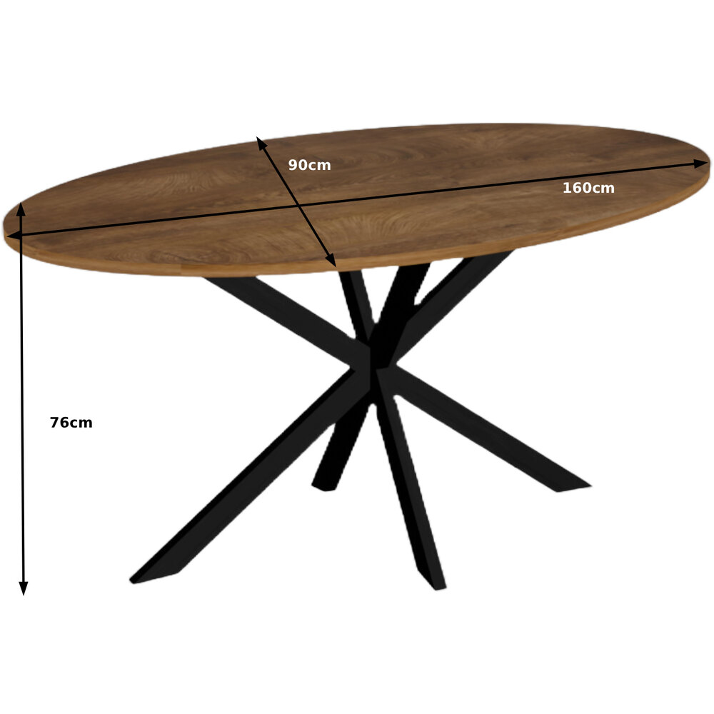 Eettafel ovaal 160cm Rato bruin ovale tafel