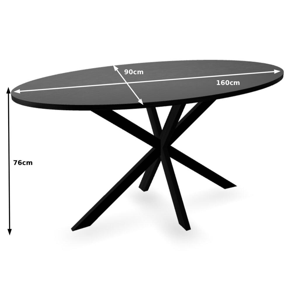Eettafel ovaal 160cm Rato zwart ovale tafel Eettafel ovaal 160cm Rato zwart ovale tafel